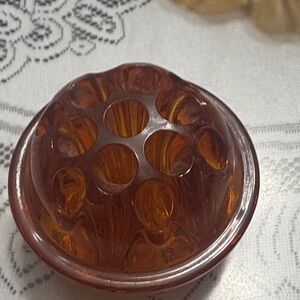 Amber Glass Flower Frog